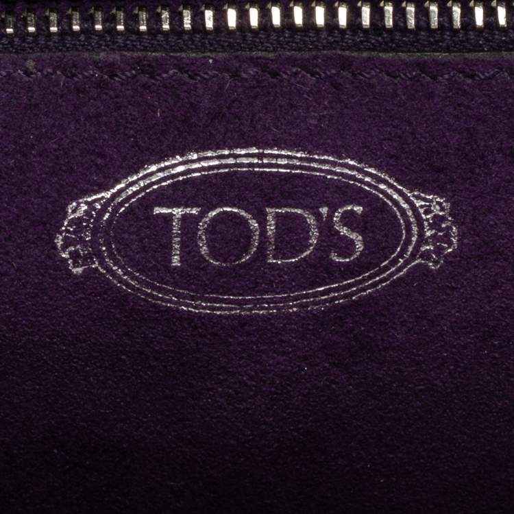 Pre Owned Tod's Metallic Bronze Leather Small Stitched Wave Top Handle Bag