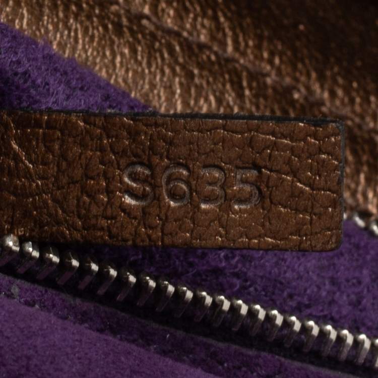 Pre Owned Tod's Metallic Bronze Leather Small Stitched Wave Top Handle Bag