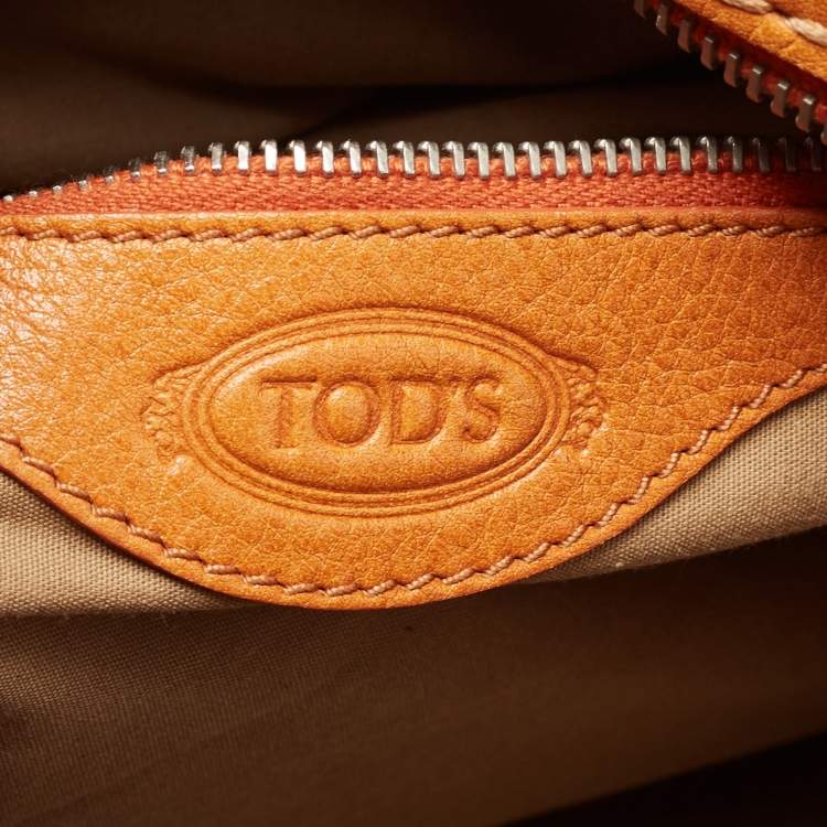 Pre Owned Tod's Orange Leather Zip Hobo