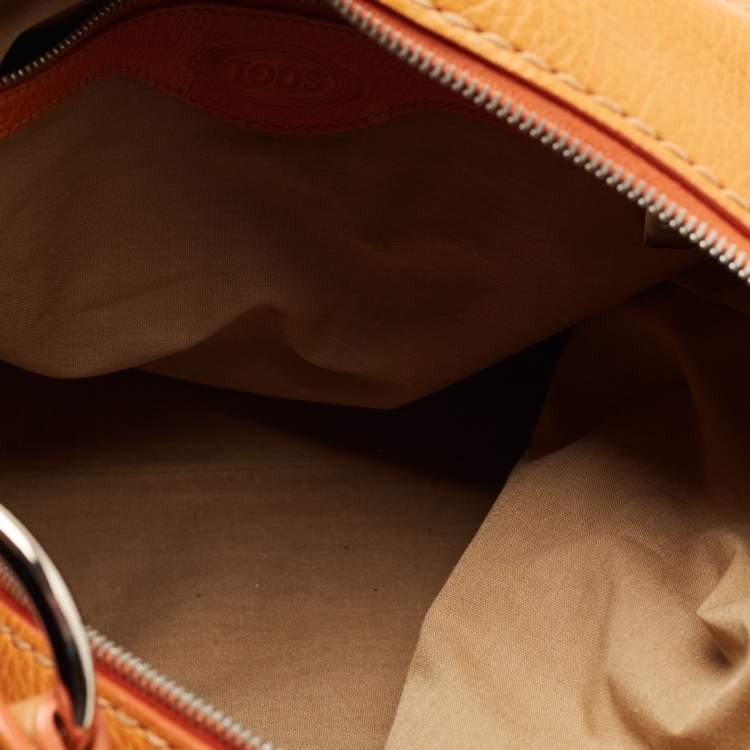 Pre Owned Tod's Orange Leather Zip Hobo