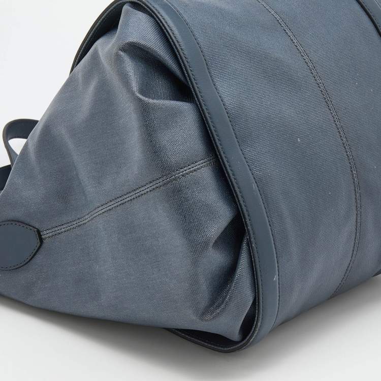 Pre Owned Tod's Blue/Grey Coated Canvas And Leather Tote