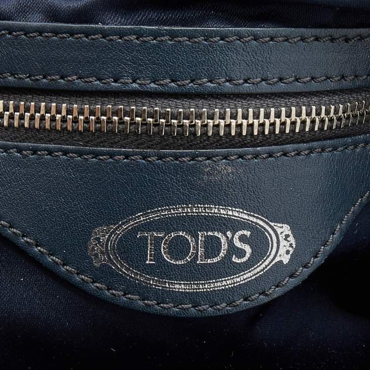 Pre Owned Tod's Blue/Grey Coated Canvas And Leather Tote