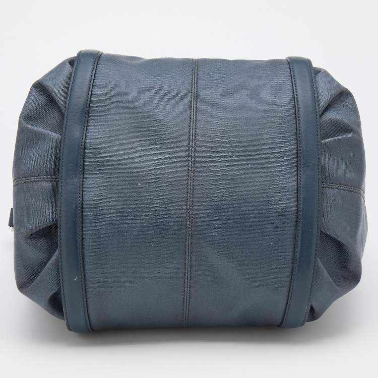Pre Owned Tod's Blue/Grey Coated Canvas And Leather Tote