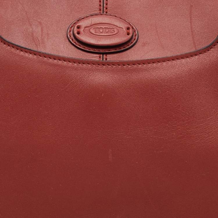 Pre Owned Tod's Red/Blue Leather Sella Bowler Bag