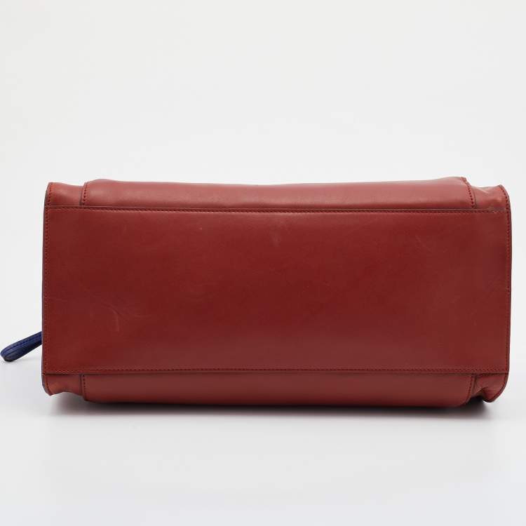Pre Owned Tod's Red/Blue Leather Sella Bowler Bag