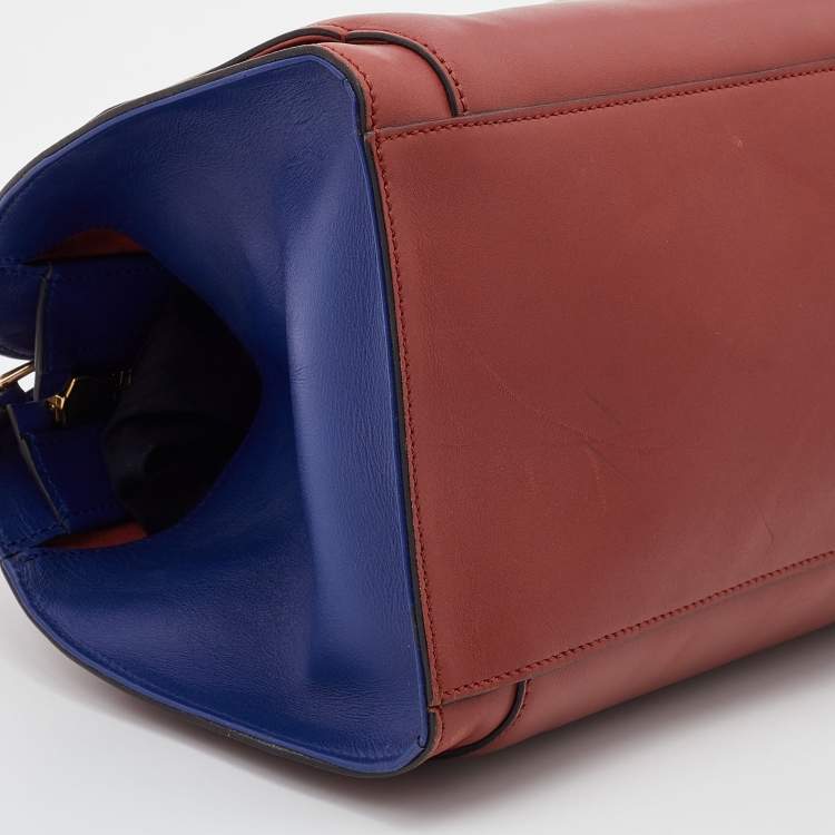 Pre Owned Tod's Red/Blue Leather Sella Bowler Bag