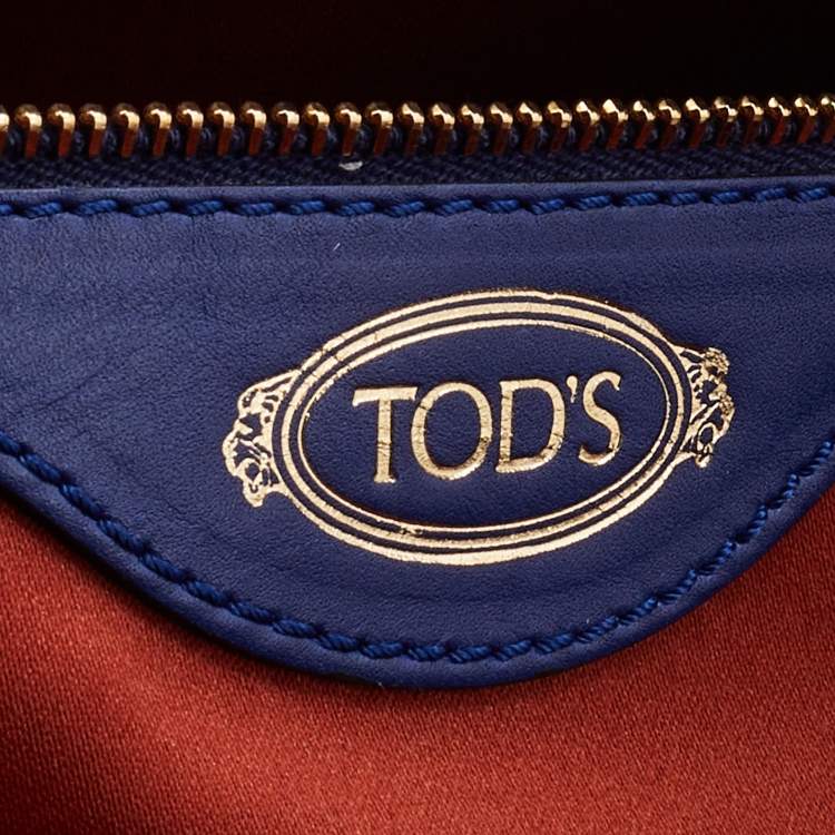 Pre Owned Tod's Red/Blue Leather Sella Bowler Bag