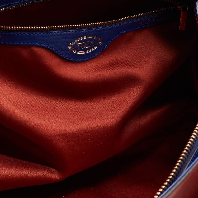Pre Owned Tod's Red/Blue Leather Sella Bowler Bag