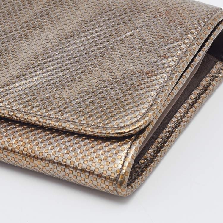Pre Owned Tod's Metallic Gold Textured Leather Continental Wallet