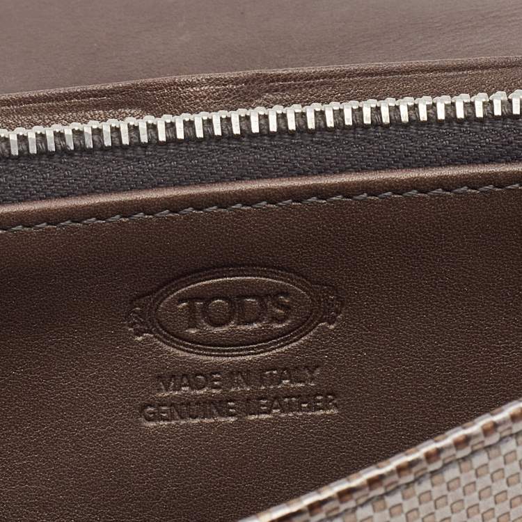 Pre Owned Tod's Metallic Gold Textured Leather Continental Wallet