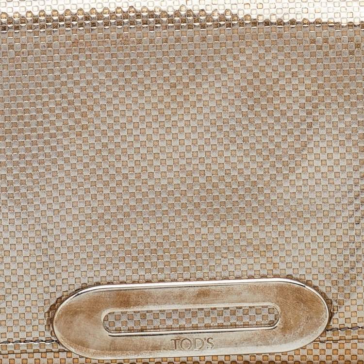 Pre Owned Tod's Metallic Gold Textured Leather Continental Wallet