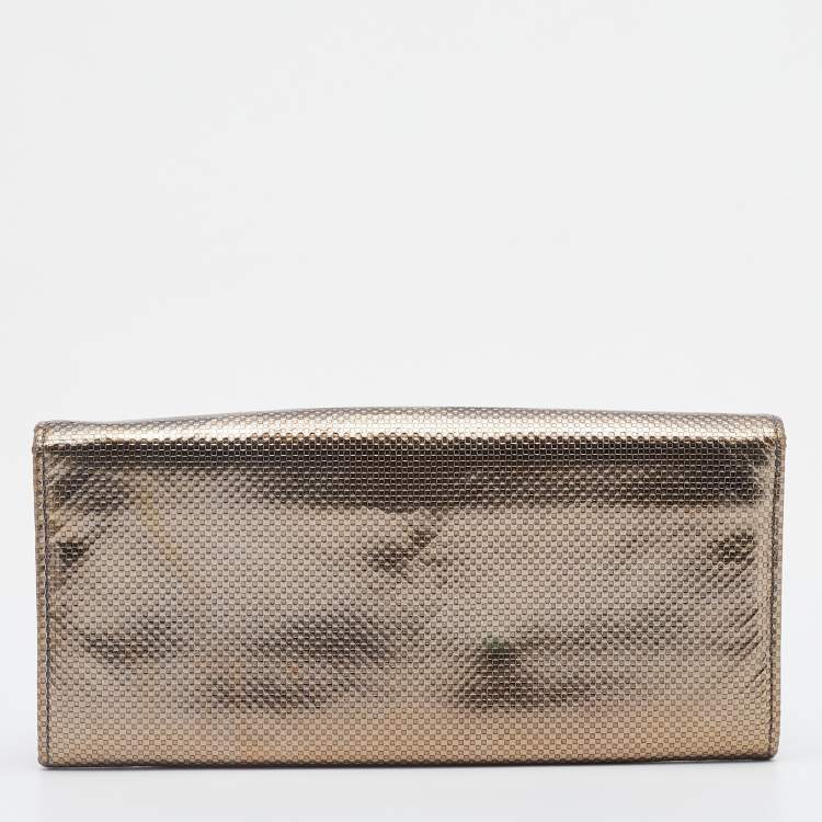 Pre Owned Tod's Metallic Gold Textured Leather Continental Wallet