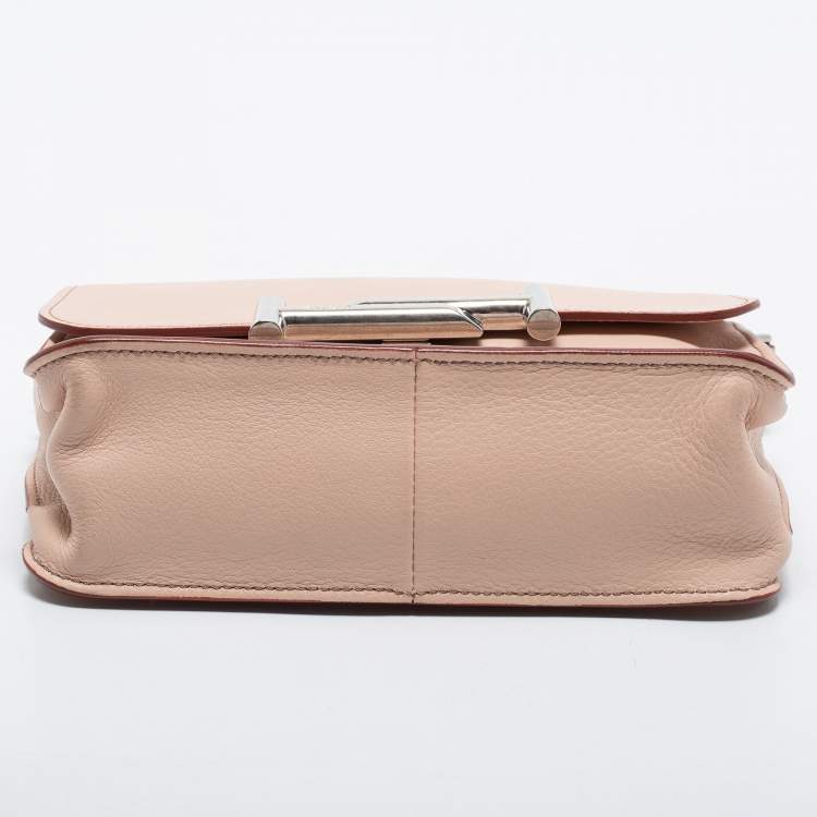 Pre Owned Tod's Blush Pink Leather MIni Double T Shoulder Bag