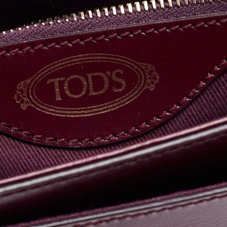 Pre Owned Tod's Purple/White Leather Flap Crossbody Bag
