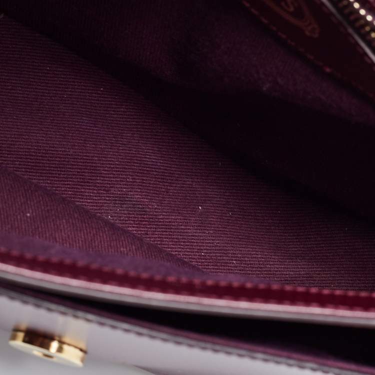 Pre Owned Tod's Purple/White Leather Flap Crossbody Bag