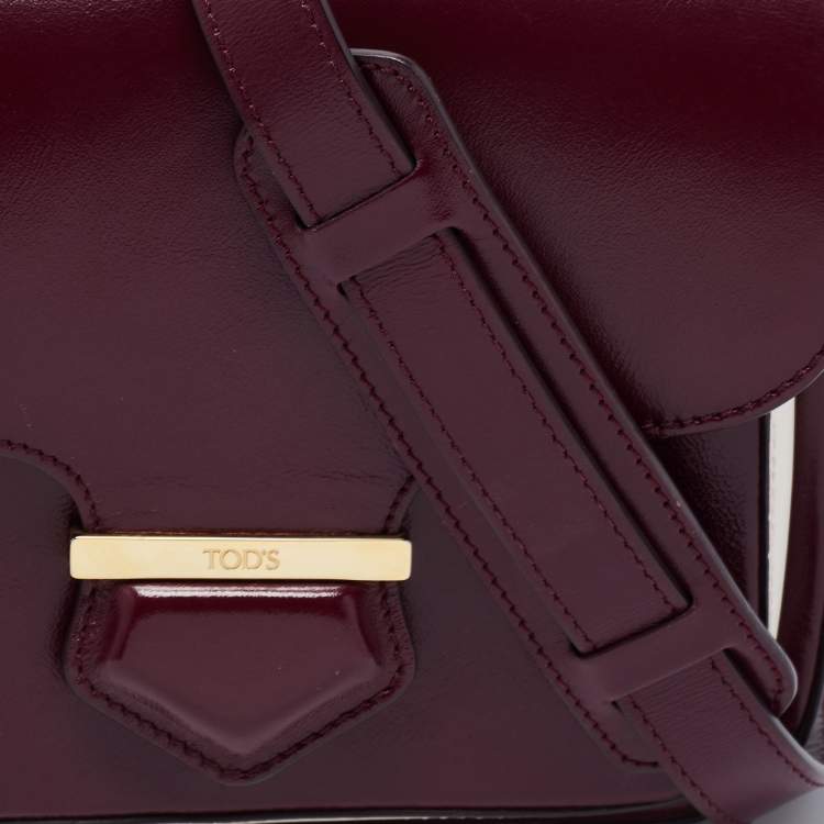 Pre Owned Tod's Purple/White Leather Flap Crossbody Bag
