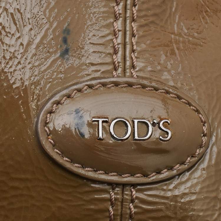 Pre Owned Tod's Olive Patent Leather Tote 