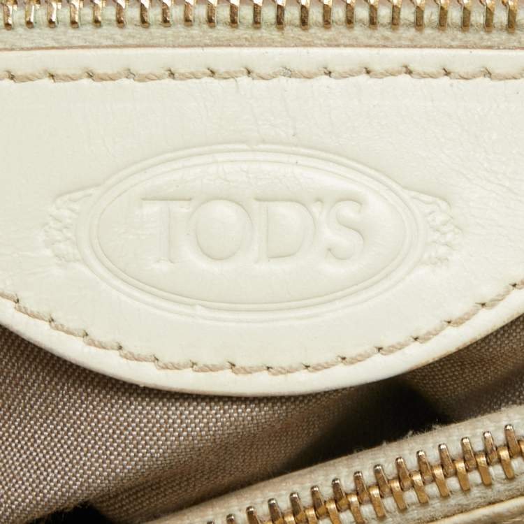 Pre Owned Tod's  White Calf Hair and Leather Flap Top Handle Bag