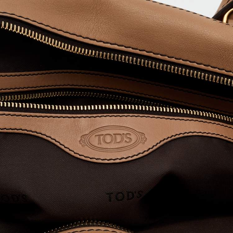 Pre Owned Tod's Beige Leather D-Styling Bauletto Medio Satchel