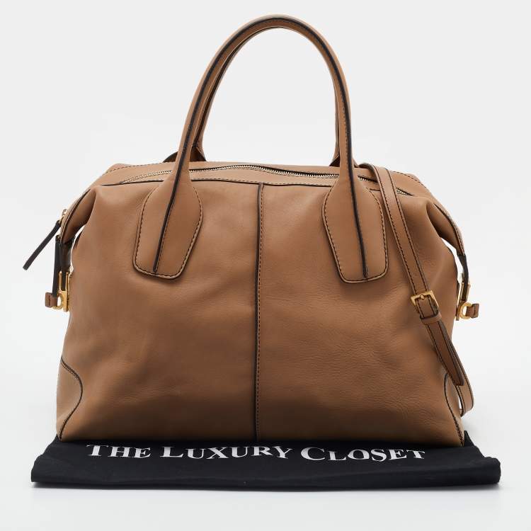 Pre Owned Tod's Beige Leather D-Styling Bauletto Medio Satchel