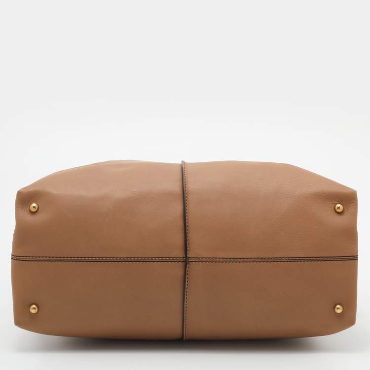 Pre Owned Tod's Beige Leather D-Styling Bauletto Medio Satchel