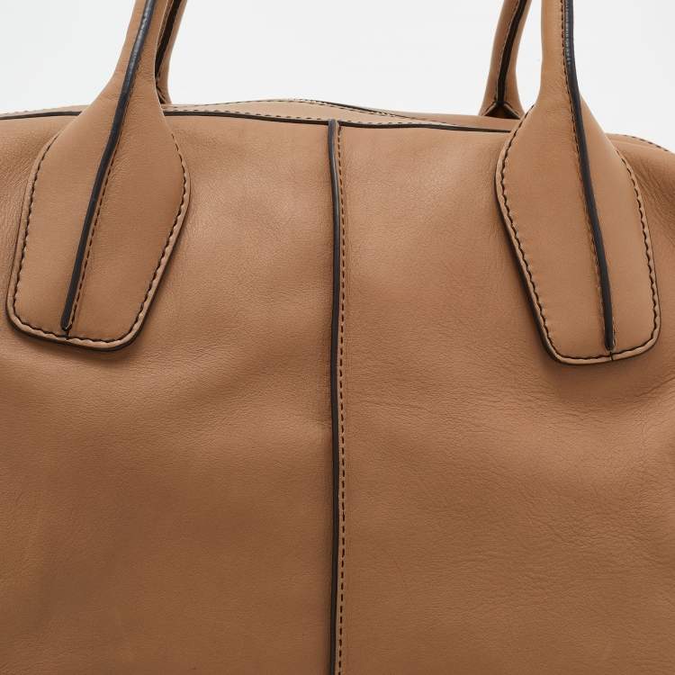 Pre Owned Tod's Beige Leather D-Styling Bauletto Medio Satchel