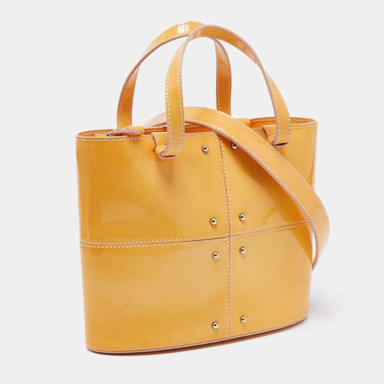 Pre Owned  Tod's Yellow Studded Patent Leather Mini Tote