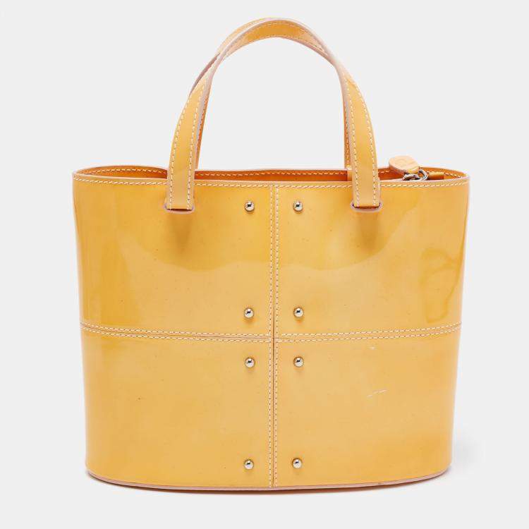 Pre Owned  Tod's Yellow Studded Patent Leather Mini Tote