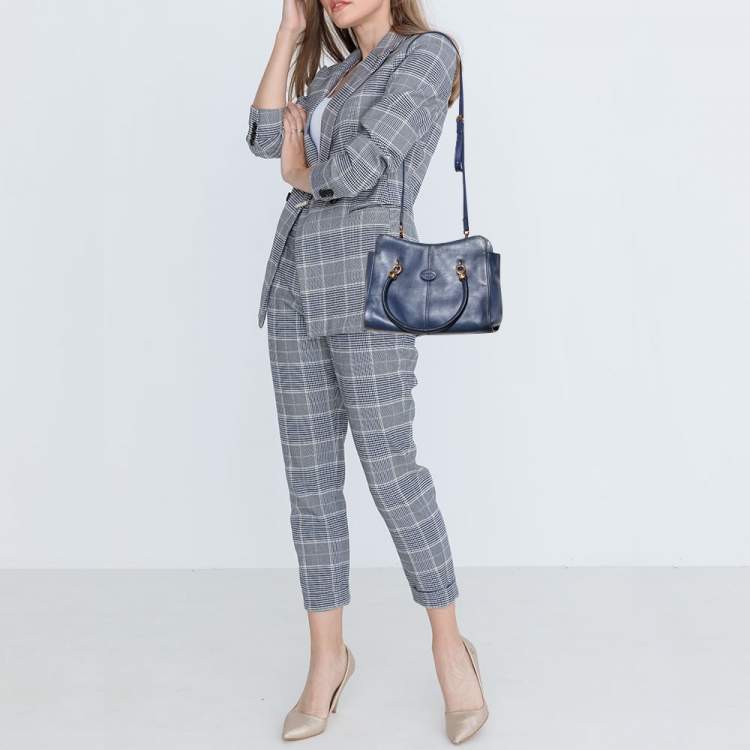 Pre Owned Tod's Navy Blue Leather Sella Satchel