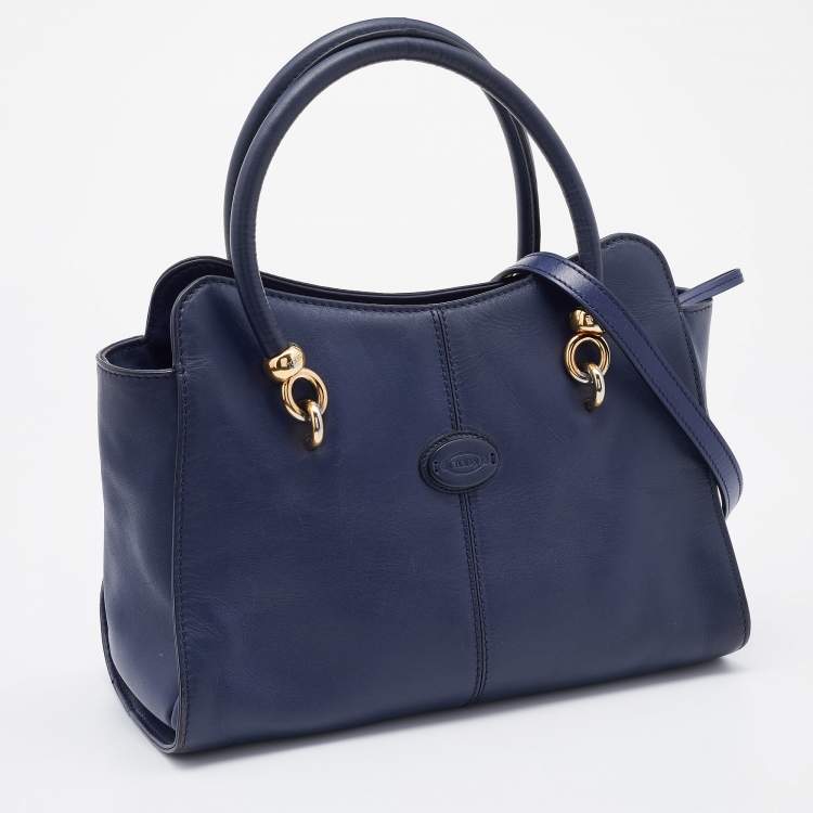Pre Owned Tod's Navy Blue Leather Sella Satchel