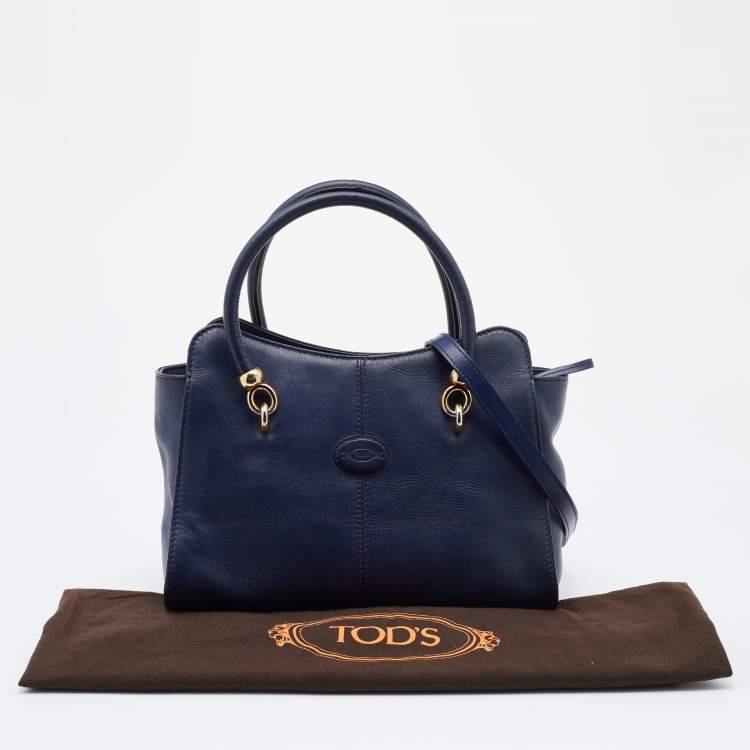 Pre Owned Tod's Navy Blue Leather Sella Satchel