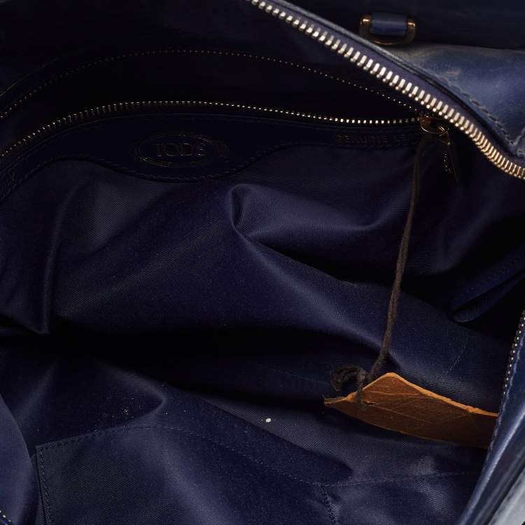 Pre Owned Tod's Navy Blue Leather Sella Satchel