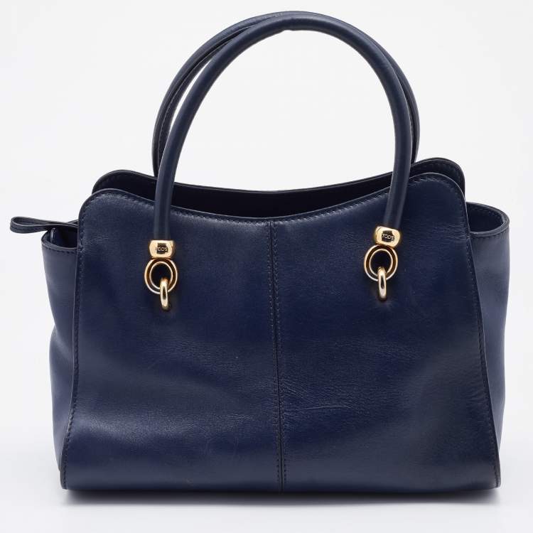 Pre Owned Tod's Navy Blue Leather Sella Satchel
