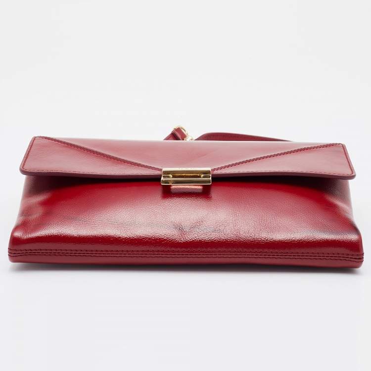Pre Owned Tod's Red Leather Flap Chain Shoulder Bag