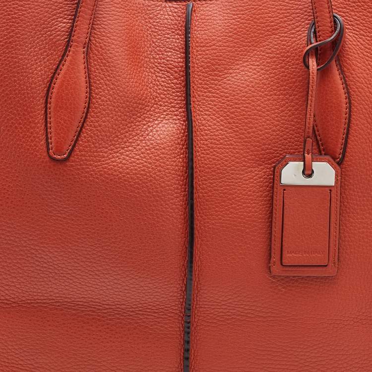Pre Owned Tod's Orange Leather Medium Joy Shopper Tote