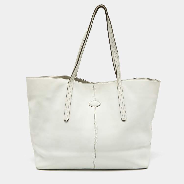 Tod's White Leather Logo Shopper Tote Tod's | TLC