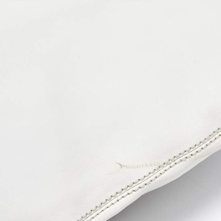 Pre Owned Tod's White Leather Logo Shopper Tote