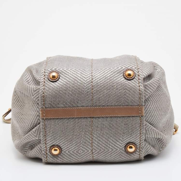 Pre Owned Tod's Grey Woven Fabric and Leather Shoulder Bag