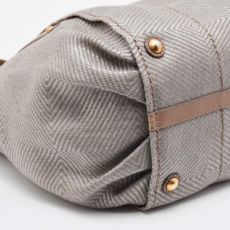 Pre Owned Tod's Grey Woven Fabric and Leather Shoulder Bag