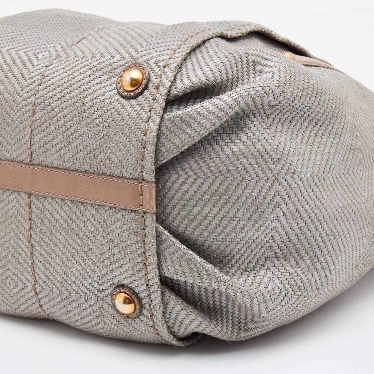 Pre Owned Tod's Grey Woven Fabric and Leather Shoulder Bag