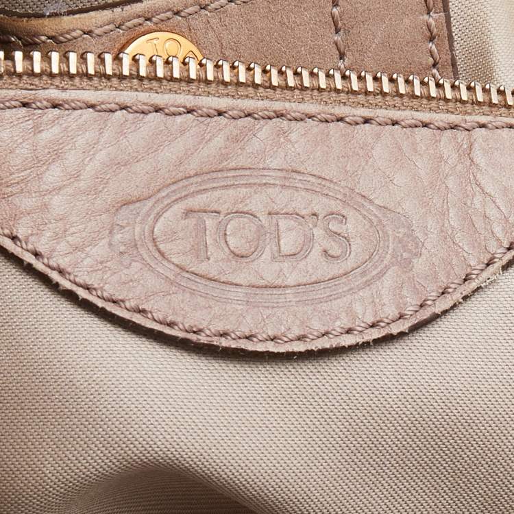 Pre Owned Tod's Grey Woven Fabric and Leather Shoulder Bag