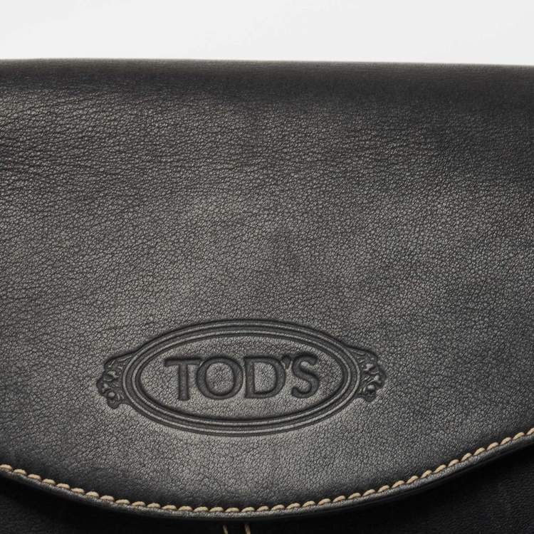 Pre Owned Tod's Black Leather Flap Satchel