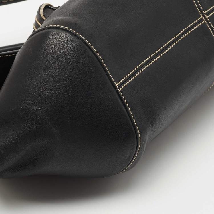Pre Owned Tod's Black Leather Flap Satchel