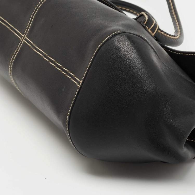 Pre Owned Tod's Black Leather Flap Satchel