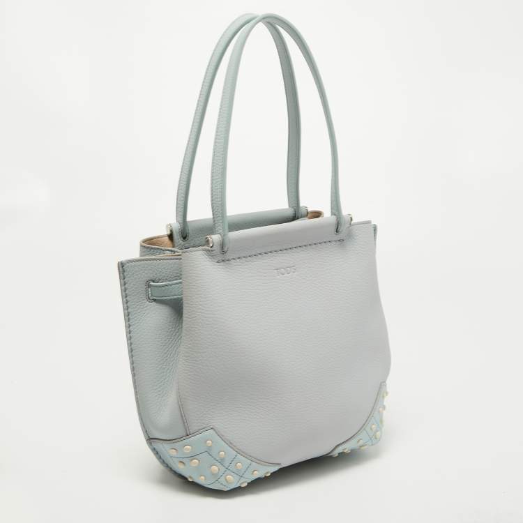Pre Owned Tod's Light Blue Leather Wave Tote 