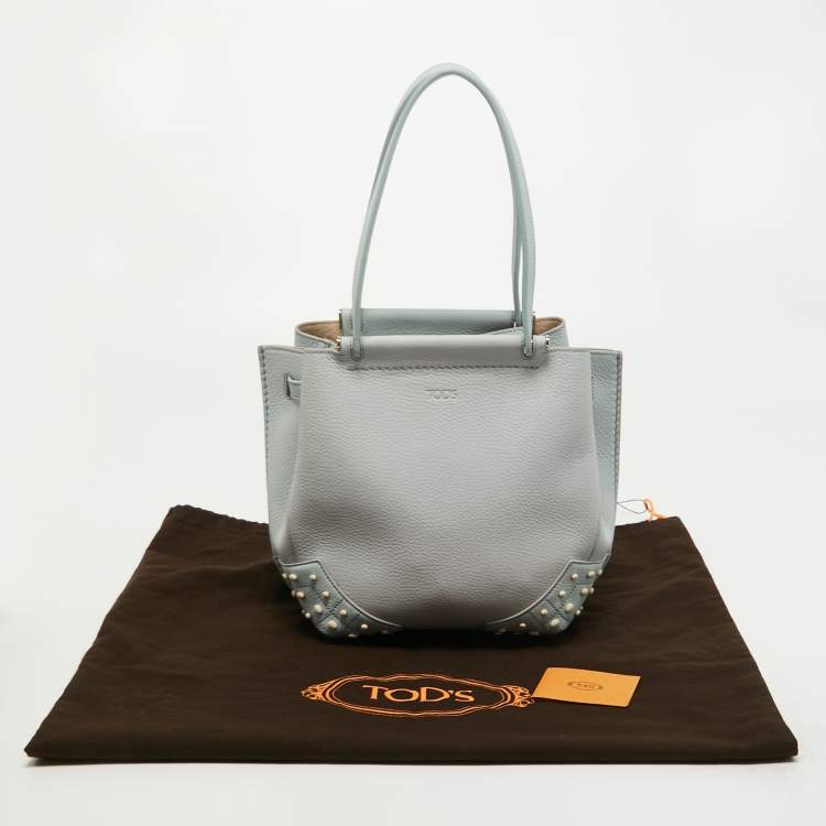 Pre Owned Tod's Light Blue Leather Wave Tote 