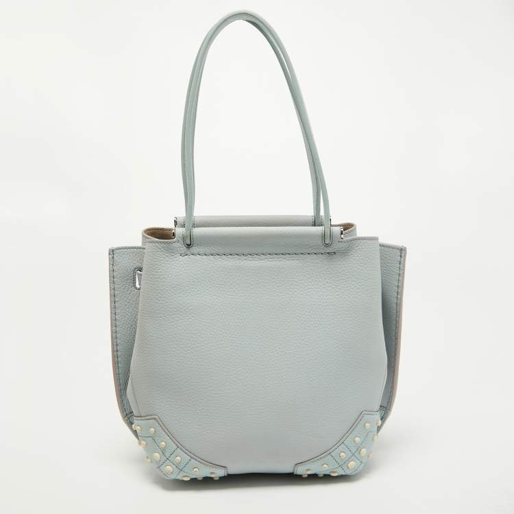 Pre Owned Tod's Light Blue Leather Wave Tote 
