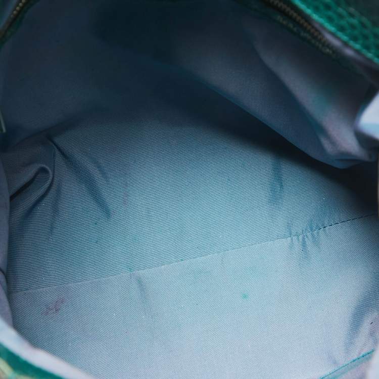 Pre Owned Tod's Green Python Small Flower Tote