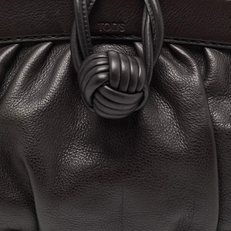 Pre Owned Tod's Dark Brown Leather Twisted Frame Satchel