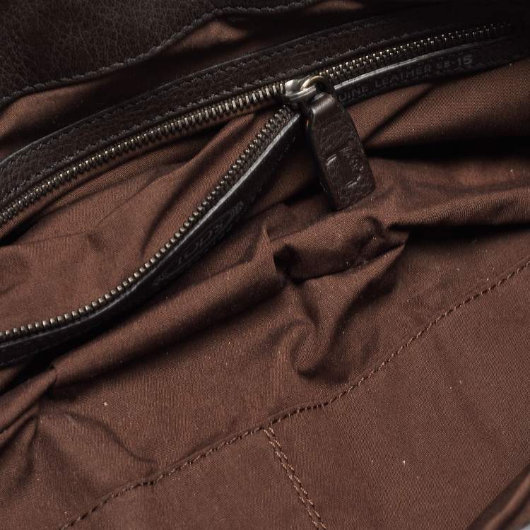 Pre Owned Tod's Dark Brown Leather Twisted Frame Satchel